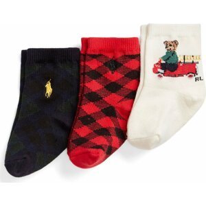 Sada 3 párů dětských vysokých ponožek Polo Ralph Lauren 441896725001 Red/Cream