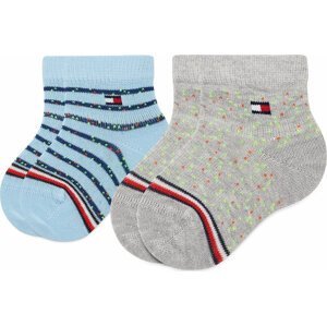 Sada 2 párů dětských vysokých ponožek Tommy Hilfiger 701220275 Blue Combo 003