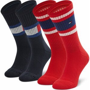 Sada 2 párů vysokých ponožek unisex Tommy Hilfiger 394020001 Midnight Blue 563