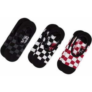 Sada 3 párů kotníkových ponožek unisex Vans Classic Super No Show VN000XS9RLM1 r.38,5/42 Red/White Check