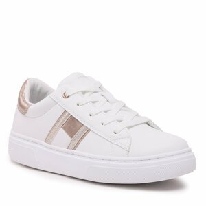 Sneakersy Tommy Hilfiger Flag Low Lace-Up Sneaker T3A9-32703-1355 S White/Platinum X048