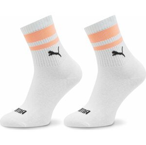 Sada 2 párů vysokých ponožek unisex Puma Unisex Heritage 938022 White / Flame Orange 01