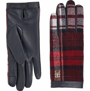 Dámské rukavice Tommy Hilfiger Tommy Check Leather Gloves AW0AW15362 Space Blue DW6