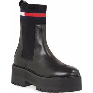 Kotníková obuv s elastickým prvkem Tommy Jeans Tjw Flatform Chelsea Sock EN0EN02301 Black BDS