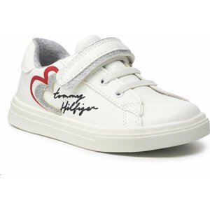 Sneakersy Tommy Hilfiger Low Cut Lace-Up/Velcro Sneaker T1A4-32132-1374 S White/Silver X025