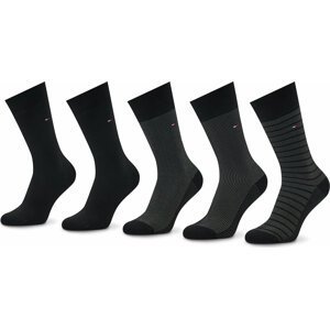 Sada 5 párů pánských vysokých ponožek Tommy Hilfiger 701220144 Black 002