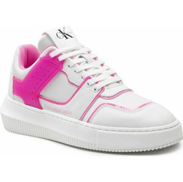 Sneakersy Calvin Klein Jeans Chunky Cupsole Laceup Low Tpu YW0YW00690 White/Neon Pink 0LA