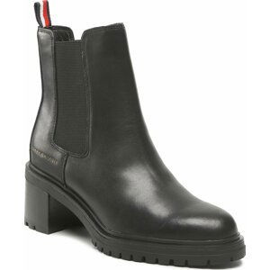 Polokozačky Tommy Hilfiger Outdoor Chelsea Mid Heel Boot FW0FW06737 Černá