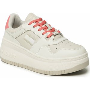 Sneakersy Tommy Jeans Tjw Retro Basket Flatform Mix EN0EN02208 Ivory/Bleached Stone YBI