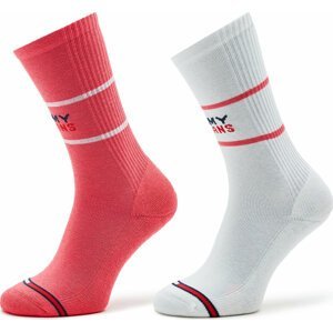 Sada 2 párů dámských ponožek Tommy Jeans 701218704 Pink 009