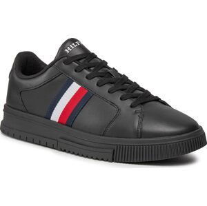 Sneakersy Tommy Hilfiger Supercup Lth Stripes Ess FM0FM04895 Black BDS