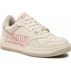 Sneakersy Tommy Jeans Tjw Retro Basket Branding Lc EN0EN02264 Ivory YBI