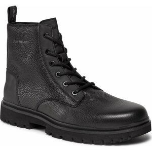 Kotníková obuv Calvin Klein Jeans Eva Mid Laceup Boot Lth YM0YM00751 Triple Black 0GT