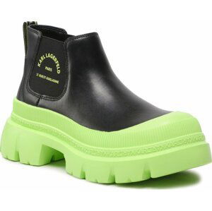 Kotníková obuv s elastickým prvkem KARL LAGERFELD KL43530 Black leatherw/Lime Green