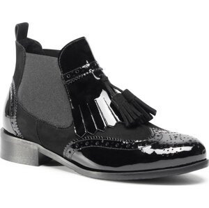 Kotníková obuv s elastickým prvkem Sagan 4411 Czarny Lakier/Czarne Welur