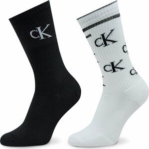 Sada 2 párů pánských vysokých ponožek Calvin Klein Jeans 701224127 White Combo 001