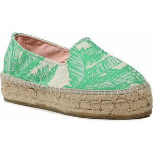 Espadrilky Manebi Cotton Jaquard Double Sole Espadrilles G 4.8 D0 Green Plams On Crema