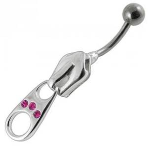 Šperky4U Stříbrný piercing do pupíku - zip - BP01007-P