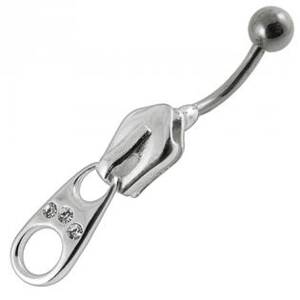 Šperky4U Stříbrný piercing do pupíku - zip - BP01007-C