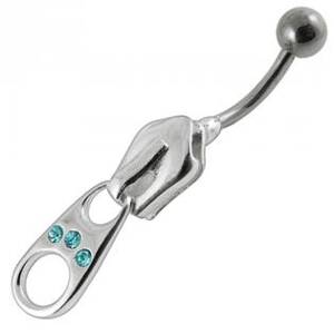 Šperky4U Stříbrný piercing do pupíku - zip - BP01007-Q