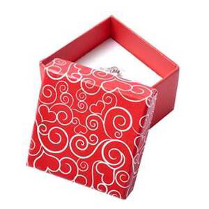 Šperky4U Malá červená krabička na prsten se sdíčkovými ornamenty - KR0227