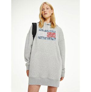 Tommy Jeans dámské šedé mikinové šaty FLORAL FLAG - XS (P01)