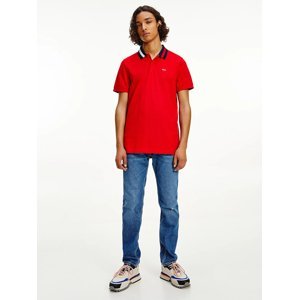Tommy Jeans pánské červené polo triko