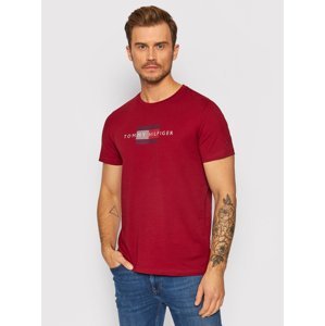 Tommy Hilfiger pánské tmavě červené tričko - S (XIT)