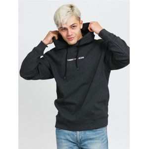 Tommy Jeans pánská tmavě šedá mikina STRAIGHT LOGO - XL (BDS)