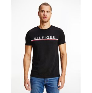 Tommy Hilfiger pánské černé triko Corp stripe - XL (BDS)