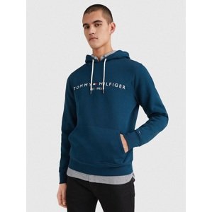 Tommy Hilfiger pánská petrolejová mikina Logo Hoody - XL (DBM)