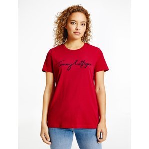 Tommy Hilfiger dámské červené tričko - S (XM1)