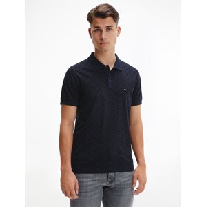 Tommy Hilfiger pánské tmavě modré polo triko Allover - XL (DW5)