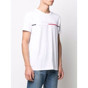 Tommy Hilfiger pánské bílé triko Corp split logo tee - M (YBR)