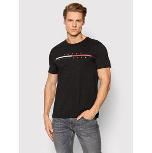 Tommy Hilfiger pánské černé triko Corp split logo tee - S (BDS)