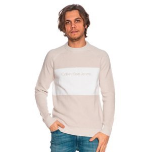 Calvin Klein pánský šedo bílý svetr - XL (P06)