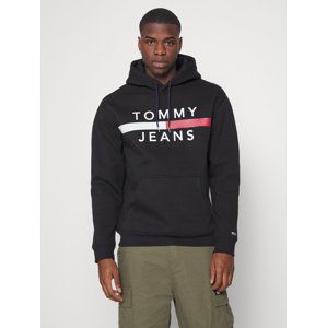 Tommy Jeans pánská černá mikina REFLECTIVE FLAG - S (BDS)