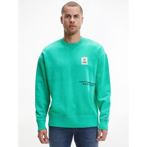 Tommy Jeans pánská zelená mikina WASHED GRAPHIC CREW - S (L3G)