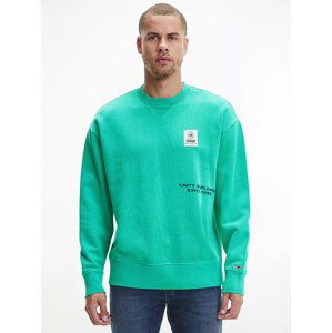 Tommy Jeans pánská zelená mikina WASHED GRAPHIC CREW - L (L3G)