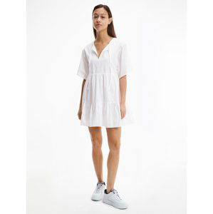 Tommy Jeans dámské bílé šaty TIERED KAFTAN  - XS (YBR)