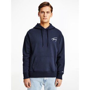 Tommy Jeans pánská tmavě modrá mikina SIGNATURE HOODIE - XXL (C87)