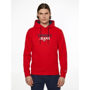 Tommy Jeans pánská červená mikina ENTRY HOODIE - XXL (XNL)