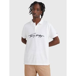 Tommy Hilfiger pánské bílé polo Signature - S (YBR)