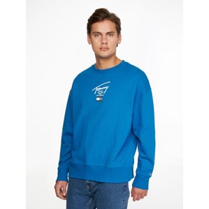 Tommy Jeans pánská modrá mikina MODERN ESSENTIAL SIG CREW - XXL (C22)