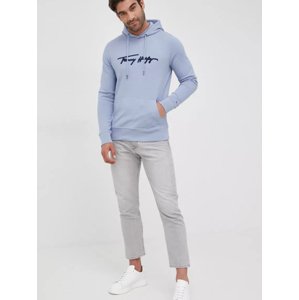 Tommy Hilfiger pánská světle modrá mikina Signature - S (DY5)