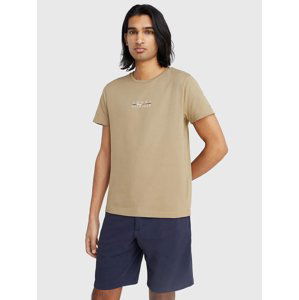 Tommy Hilfiger pánské khaki zelené tričko - XXL (GXR)