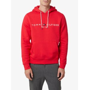 Tommy Hilfiger pánská červená mikina Logo Hoody - XL (XK3)