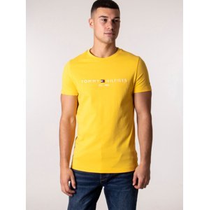 Tommy Hilfiger pánské žluté tričko Logo - L (ZFM)