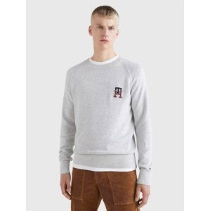 Tommy Hilfiger pánský světle šedý svetr TH Monogram - L (P01)