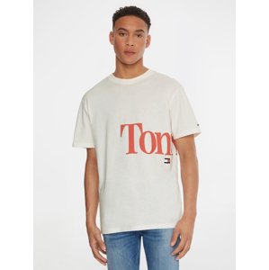 Tommy Jeans pánské bílé tričko - L (YBH)